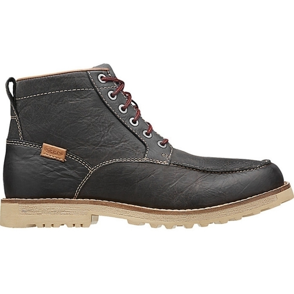 KEEN The 59‎ Black Oiled Leather Lace-up Hiking Work Moc Toe Boot Mens 9M